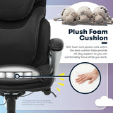 Serta Bryce Executive Office Chair, Ergonomic Computer DeskChairs with Patented AIR Lumbar Support, Comfy Body Pillows, Height Adjustable, Swivel Base with Wheels, Bonded Leather, Black Serta
