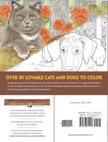 Creative Haven Lovable Cats and Dogs Coloring Book: Relax & Unwind with 31 Stress-Relieving Illustrations (Adult Coloring Books: Pets) Dover Publications
