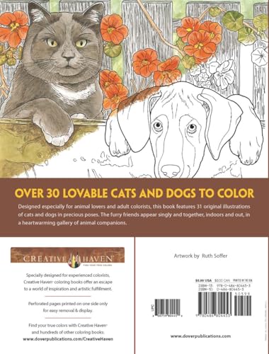 Creative Haven Lovable Cats and Dogs Coloring Book: Relax & Unwind with 31 Stress-Relieving Illustrations (Adult Coloring Books: Pets)