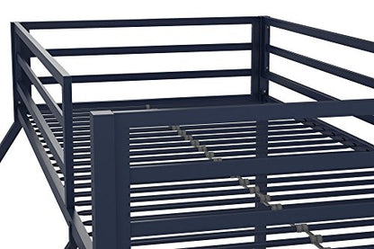 Novogratz Maxwell Twin-Over-Full Metal Bunk Bed with Ladder and Guardrails, Navy Blue