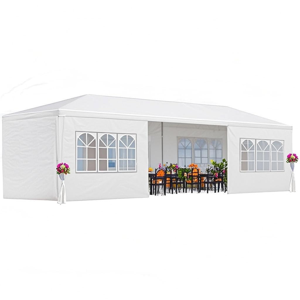 10' X 30' Outdoor Wedding Party Tent Canopy Tent with 8 Removable Sidewalls, Heavy Duty Waterproof Gazebo Patio Shelter for BBQ Camping Party Cater Events Gaderth