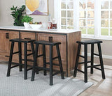 eHemco Heavy-Duty Solid Wood Saddle Seat Kitchen Counter Barstools, 29 Inches, Black, Set of 3 eHemco