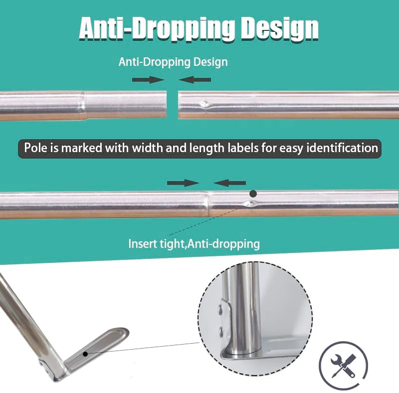 Mengersi Canopy Bed Frame Post Poles King Size Stainless Steel 4 Corner Canopy Bed Curtains Frame Bracket Fit for Metal and Wood Bed Mengersi