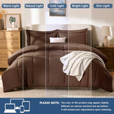 CozyLux Queen Comforter Set Brown - 7 Pieces Bed in a Bag Queen, All Season Breathable Bedding Sets, Oeko-Tex Certified Bed Set with Down Alternative Comforter, Sheets, Pillowcases & Pillow Shams CozyLux