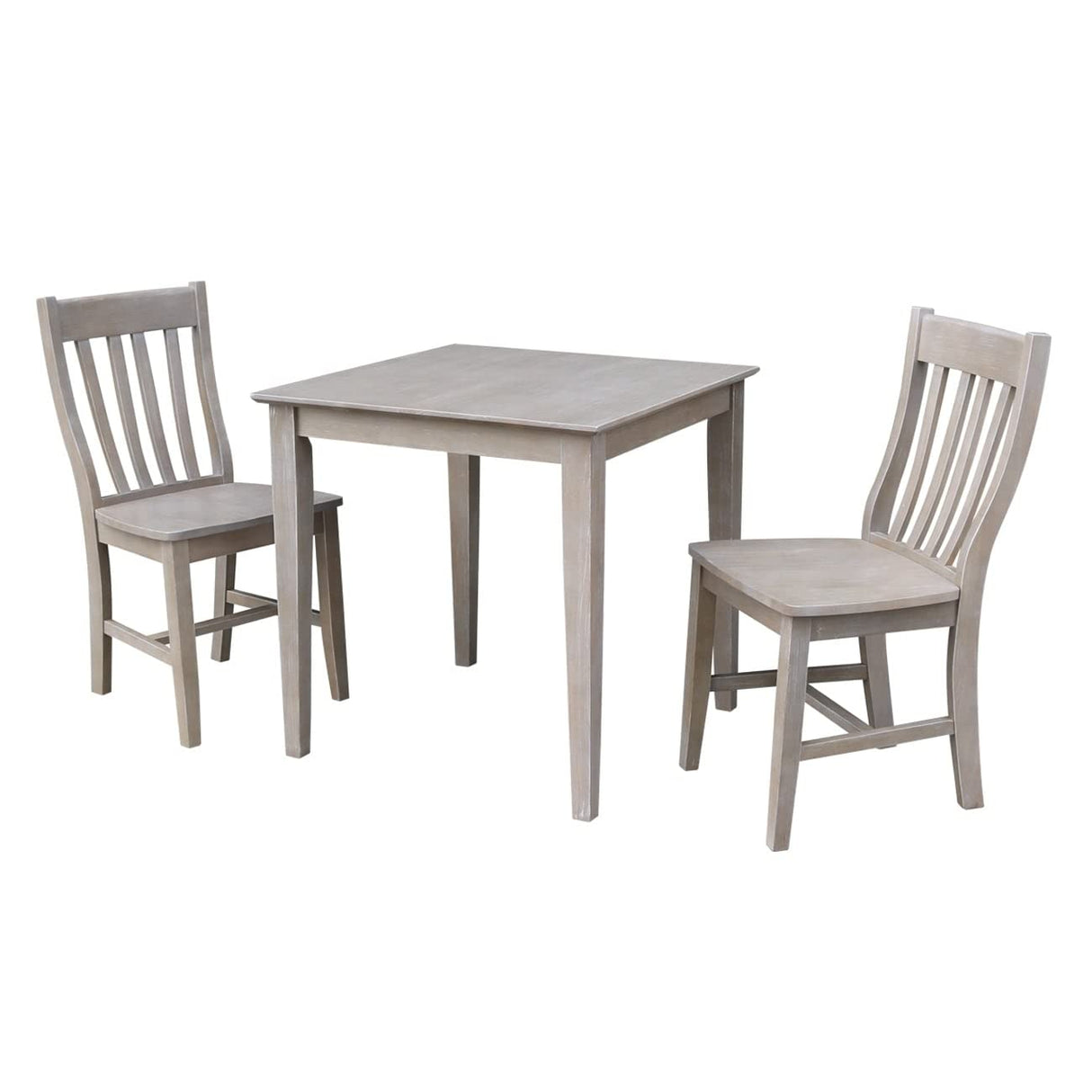International Concepts 30X30 Dining Table With 2 Cafe Chairs, Washed Gray Taupe IC International Concepts