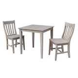 International Concepts 30X30 Dining Table With 2 Cafe Chairs, Washed Gray Taupe IC International Concepts
