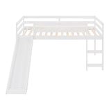 Harper & Bright Designs Kids Low Loft Bed with Slide, Twin Size Wooden Loft Bed Frame, White Harper & Bright Designs