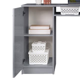Madesa Computer Desk with 3 Drawers, 1 Door and 1 Storage Shelf, Wood Writing Home Office Workstation, Office Desk with Drawers - 30” H x 18” D x 53” W - Grey Madesa