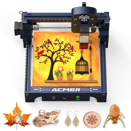 ACMER S1 Laser Engraver for Beginners, 6000mW Lazer Engraving Machine with 130x130mm Working Area, Laser Cutter for Wood, Acrylic, Leather, DIY Crafts & Small Business ACMER