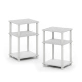 Furinno Just 3-Tier Turn-N-Tube End Table / Side Table / Night Stand / Bedside Table with Plastic Poles, 2-Pack, White/White Furinno