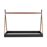 Wood Teepee Bed Twin Size Floor Beds for Kids, Montessori Style House Tent Bed Frame for Boys Girls Teens, No Spring Box Needed, Black with Brown Bellemave