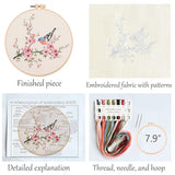 Silentsea Bird & Pink Blossoms Embroidery Kit – All-Inclusive DIY Cross Stitch Set with Pre-Printed Fabric, Threads, Needle, and Hoop for Adults – Perfect for Craft Lovers & Relaxation