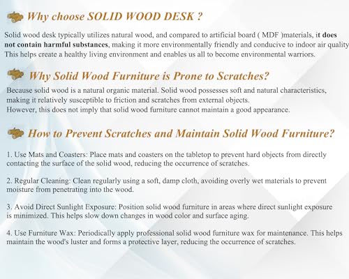 IBF Natural Real Wood Computer Desk, Rustic Writing Study Table for Student, Solid Wooden and Metal Gaming Home Office Desk, Farmhouse Industrial Modern Executive Work Desk Workstation, Brown, 55 Inch IBF