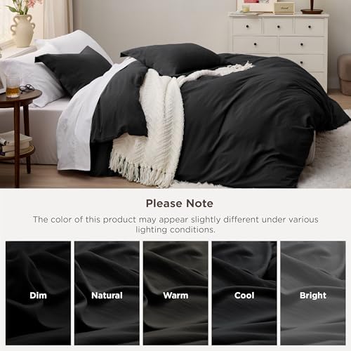Bedsure Black Duvet Cover King Size - 3 Pieces Prewashed Cotton-Like Polyester Extra Soft Bedding Set, Includes 1 Duvet Cover 104x90 Inches with Zipper Closure & 2 Pillow Shams, Comforter Not Included Bedsure