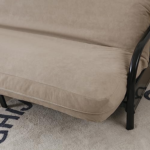 OctoRose Full Size 54x75x8 inch 3 Side Zipper Classic Soft Micro Suede Futon Cover Sofa Daybed Mattress Slipcover (Waterproof-Tan, Full Size) OctoRose