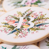 artcici Embroidery Kits Plant Flower Leaf English Letter Patterns for Beginners Adults, Full Range Embroidery Starter Kits Cross Stitch Needlework Supplies (Letter B)