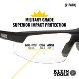 Klein Tools 60171 Safety Glasses, PPE Protective Eyewear with Semi Frame, Scratch Resistant and Anti-Fog, Clear Lens, 2-Pack Klein Tool