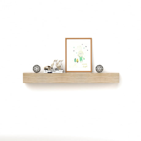 POPRHINO Fireplace Mantel Shelve, Solid Wood Baked Finish Wall-Mounted Floating Shelf for Over Fireplace, Handcrafted Floating Fireplace Mantels with Wooden Bracket, 60 x 8 x 6 Inches, Natural POPRHINO