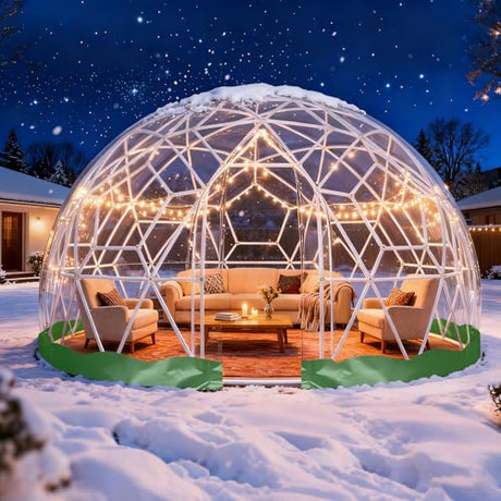 12 x 7.2 FT Garden Dome Tent, Outdoor TPU Greenhouse for 4-8 Person, Greenhouse Garden Tent with Window, Waterproof Clear Dome Tent Suitable for Camping, Party, Wedding, Christmas Yorkgargen