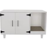 GDLF Modern Wood Pet Crate Cat Washroom Hidden Litter Box Enclosure Furniture House as Table Nightstand with Scratch Pad,Stackable (White) GDLF