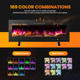 Sweetcrispy 60” Electric Fireplace Insert, 1500W Wall Mounted & Recessed Fireplace, Freestanding Fireplace Heater with Remote & Touch Panel Control, Adjustable Flame Effect, 12H Timer for Indoor use Sweetcrispy