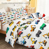 3-Piece Double-Sided Printed Duvet Cover Set Single – Soft Microfiber Bedding with Minimalist Car Cartoon Design with Zipper Closure,Includes 1 Duvet Cover + 2 Pillowcases Multicolor Generic