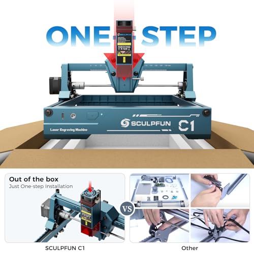 SCULPFUN C1 Mini Laser Engraver, 3W Portable Laser Engraving Machine with 0.04mm Ultra Fine Spot, Work for DIY Beginners,Plywood,Leather,Kraft Paper,Slate, Engraving Area 150 * 130mm SCULPFUN
