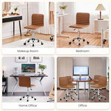Yaheetech Low Back PU Leather Ribbed Armless Office Chair, Ergonomic Swivel Computer Task Chair with Wheels for Office, Home Yaheetech