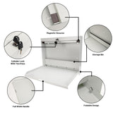 Yeeoy Wall Mount Folding Desk with Chalkboard Front, Space-Saving Floating Desk Design, Laptop Desk Foldable Tabletop for Bathroom Kitchen Office Bedroom, Key Lock, Beige Yeeoy