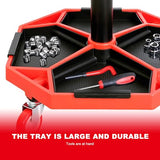 Torin ATRXF8308B Pneumatic Mechanic Stool/Rolling Shop Creeper Seat with Adjustable Height and 4 Removable Tool Trays, 300 lb Capacity, Black/Red Torin