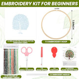 Norme Leaves Embroidery Kit for Beginners Adults 365 Days a Year Embroidering One Leave a Day Cross Stitch Kits with 365 Leaves Tree Pattern Embroidery Hoop Threads for DIY Craft Gift