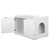 ZENY Cat Litter Box Enclosure, Cat Litter Box Furniture Hidden, Wooden Cat Litter Cabinet with Divider, Modern Cat Washroom Storage Bench，Fit Most of Litter Box, White ZENY