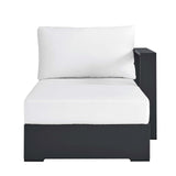 Modway Tahoe Powder-Coated Aluminum Outdoor Chaise Lounge in Gray White with Weather-Resistant Cushions, Modular Right-Facing Patio Lounger for Pool Furniture or Sectional Sofa Set Modway