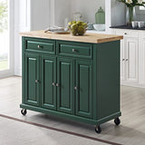 Crosley Furniture Madison Kitchen Island with Solid Wood Top and Optional Casters, Emerald Green Crosley Furniture