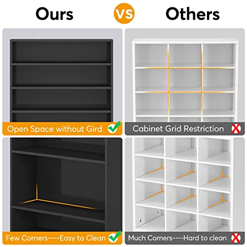 Tribesigns Shoe Cabinet, 9 Tiers 40-45 Pairs Heavy Duty Wood Freestanding Shoe Storage Cabinet, 70.8'' Tall Shoe Cabinet with Open Storage for Entryway, Black Tribesigns