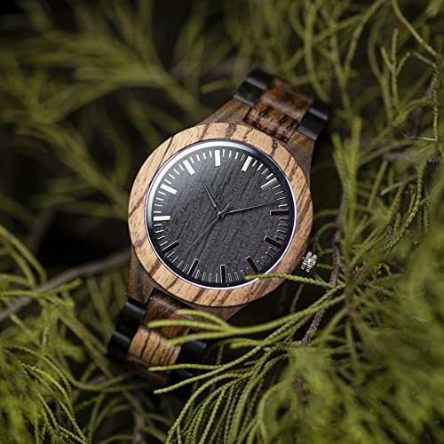 BOBO BIRD Men's Zebra Wood Watch Analog Quartz Lightweight Handmade Wooden Sports Casual Watches BOBO BIRD