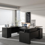 ALFA BUSINESS 100.4'' U Shaped Executive Standing Desk with Pre-Assembled Frame & Lockable Cabinets, Height Adjustable Desk Dual-Motor Sit-Stand Workstation for Corporate & Home Office (Grey-U) ALFA BUSINESS