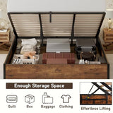 LUXOAK Lift Up Storage Bed Frame, King Size Wooden Slats Platform Bed Frame with Ample Storage Underneath, No Box Spring Needed, Noise Free, Rustic Brown LUXOAK