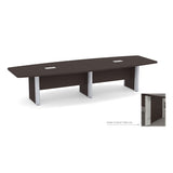 Thaweesuk Shop New Gray Finish 12 FT Modern Boat Shaped Conference Table Wood Hide Wires Inside Elliptical Metal Legs Desk Grommets Racetrack Room Boardroom Meeting Office 142''L x 47-32''W x 29''H WoodArtSupply