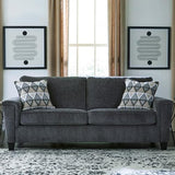 Signature Design by Ashley Abinger Chenille Contemporary Sofa with 2 Accent Pillows, Dark Gray Signature Design by Ashley