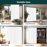 CHICOLOGY Panel Track Blinds for Sliding Glass Doors, 4 Panel Sliding Panels, Adjustable Track 46-86" W, Trimmable Height Up to 96" H, Light Filtering Privacy Room Divider, Chalk White CHICOLOGY