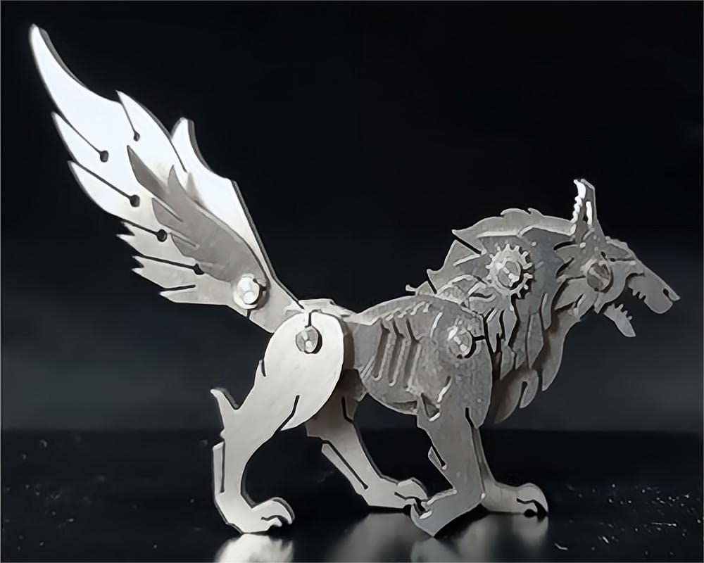 3D Metal Model Kits, Mechanical Wolf 3D Metal Puzzle,Steel Animal Series DIY Brain Teasers Simple 3D Puzzles Home Decor Art Craft Gifts Toys for Adult FILASLFT