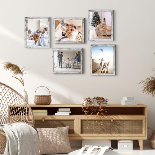 HORLIMER 8x10 Picture Frame Set of 15, Distressed White Picture Frames Display 8 by 10 Photo for Wall or Tabletop HORLIMER
