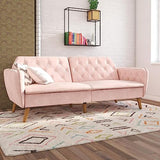 Novogratz Tallulah Memory Foam Futon, Convertible Couch, Pink Velvet Novogratz