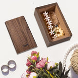 TATMOHIK Small Wood Gift Box with Sliding Lid, Sliding Top Tiny Wooden Keepsake Box USB Box for Family/Friends/Photographer/Client(Walnut TATMOHIK