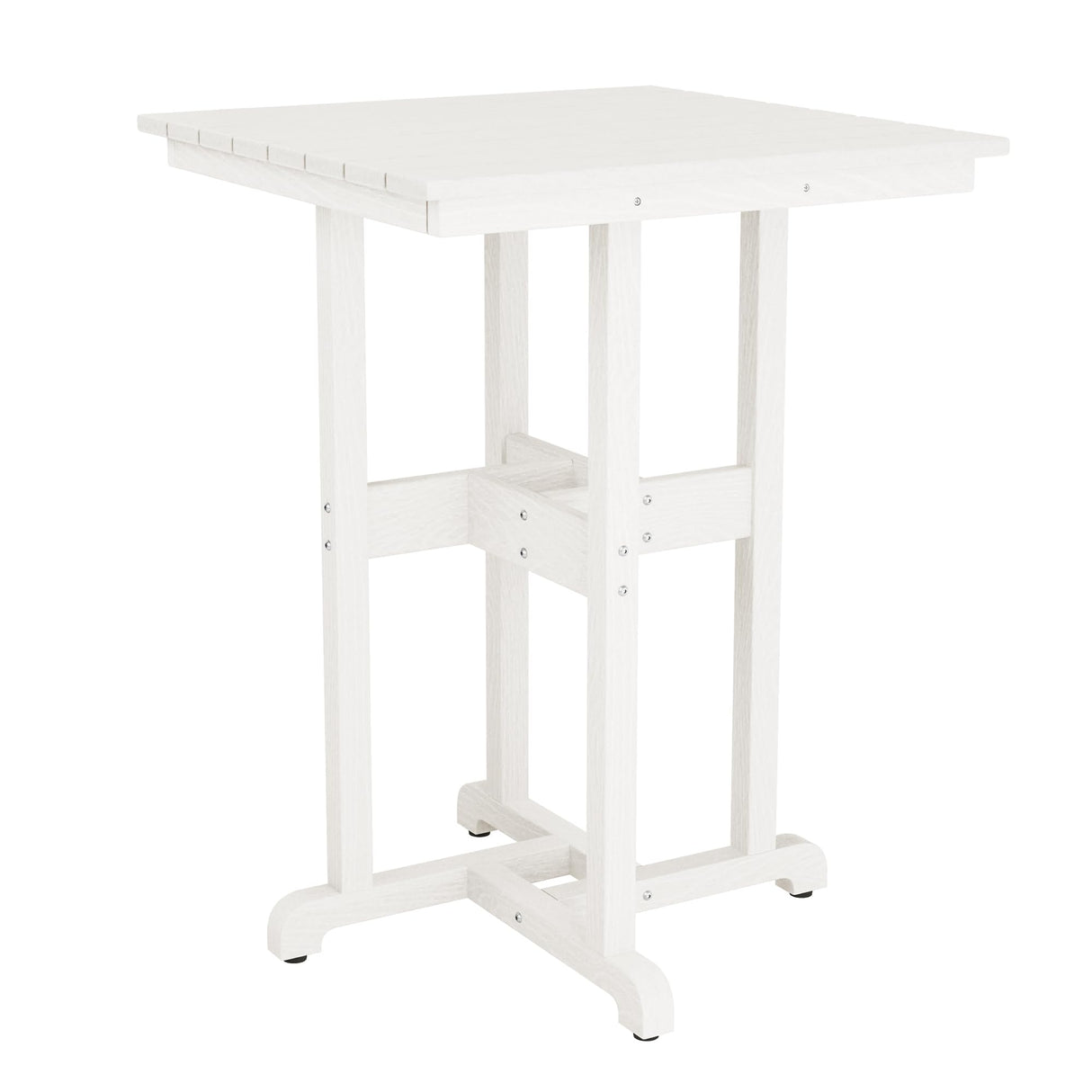Homenjoy 37.5" H Outdoor Bar Table，HDPE Bar Height Table with Weather Resistant Top, Square Outdoor Patio Table, White Homenjoy