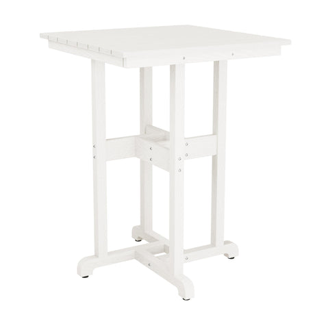 Homenjoy 37.5" H Outdoor Bar Table，HDPE Bar Height Table with Weather Resistant Top, Square Outdoor Patio Table, White Homenjoy