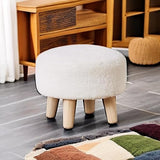 Cpintltr Round Footstool Ottoman Rabbit Wool Mushroom Stool Solid Wood Stool Small Upholstered Ottoman Shoe Changing Foot Stool Step Stool Sofa Footrest Stool for Living Room Bedroom (White) Cpintltr