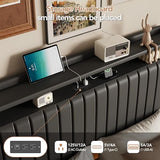 GarveeHome Full Size Floating Bed Frame with RGB LED Lights & Charging Station, Upholstered Platform Bed Frame with Storage Headboard, 50" Tall Headboard Leather Full Bed No Box Spring Needed, Black GarveeHome