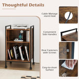 LOKO Record Player Stand with Charging Station, 3-Tier Vinyl Turntable Stand On Wheels with Open Shelves, Metal Dividers, Industrial End Table Turntable Holder for Bedroom, Living Room LOKO